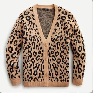 J.Crew V-neck Cardigan Sweater In Leopard